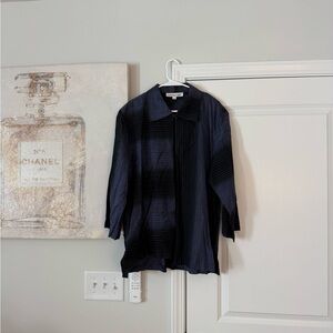 Navy Blue & Black Shawl with Collar